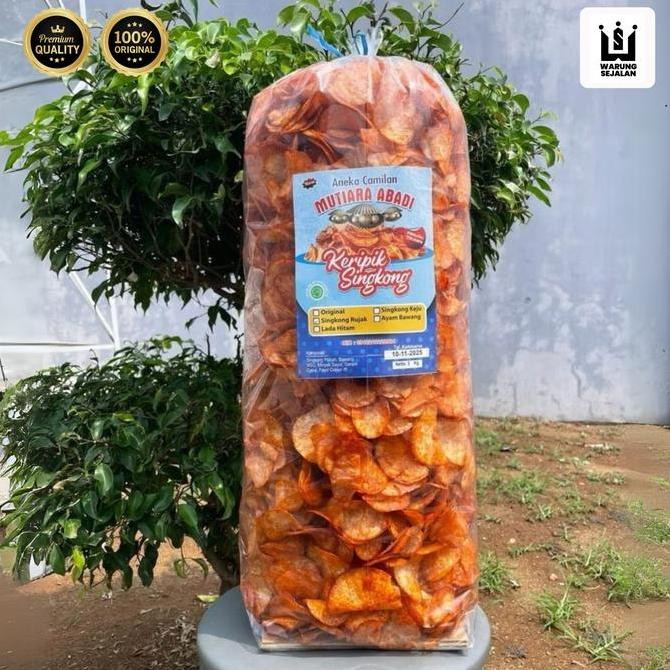 New (CIREBON) 1 KG KRIPIK SINGKONG BUMBU RUJAK / KERIPIK SINGKONG PEDAS WARUNG SEJALAN 1000 GRAM Cem