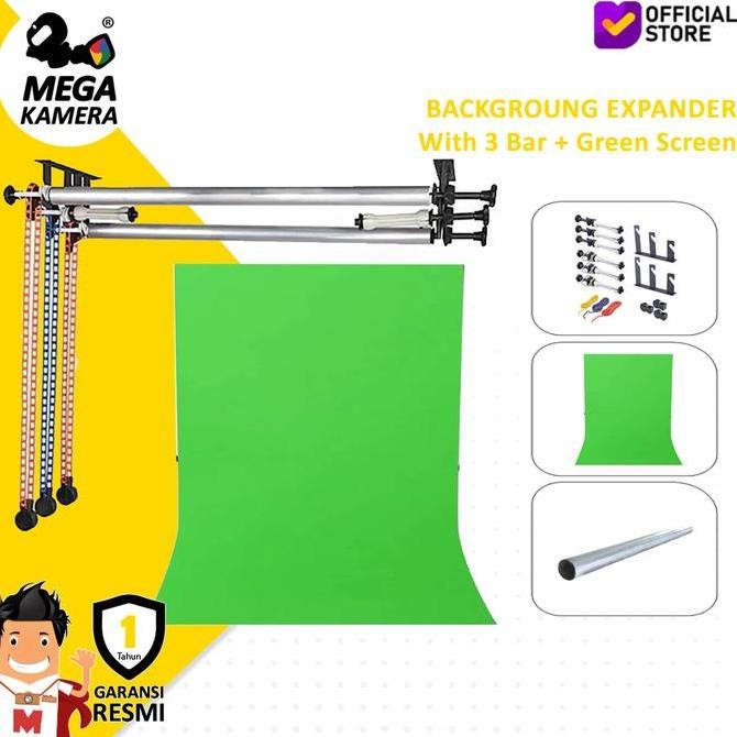 Background Expander Roll Set Komplit - Bar Pipa - Polos Green Screen
