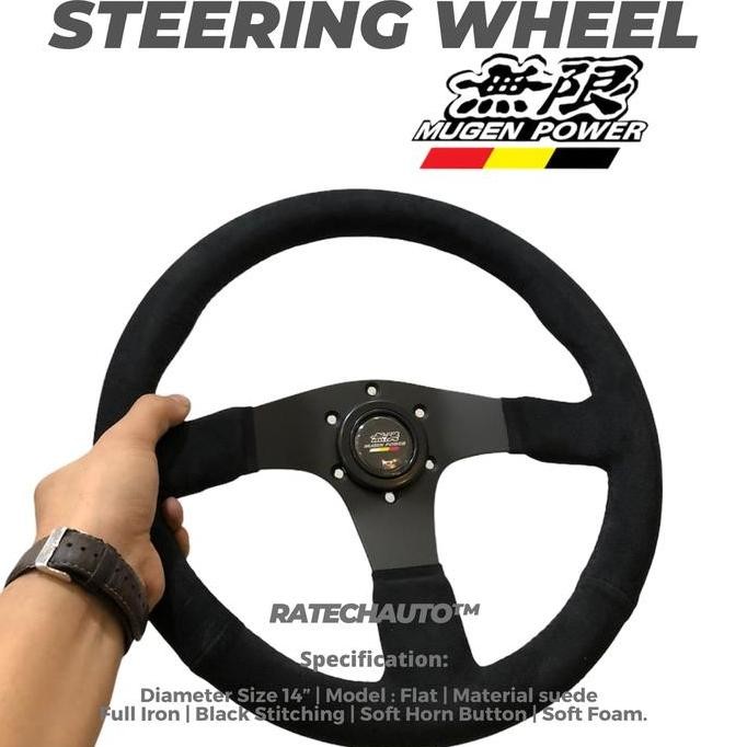 MUGEN RACE SUEDE STEERING WHEEL|SETIR MUGEN RACING|SETIR RACING MUGEN