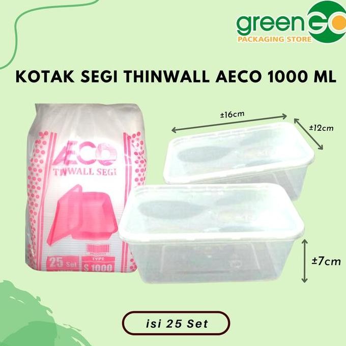 Thinwall Kotak Aeco Besar 1000Ml 25 Set Toples Kotak Makanan Plastik