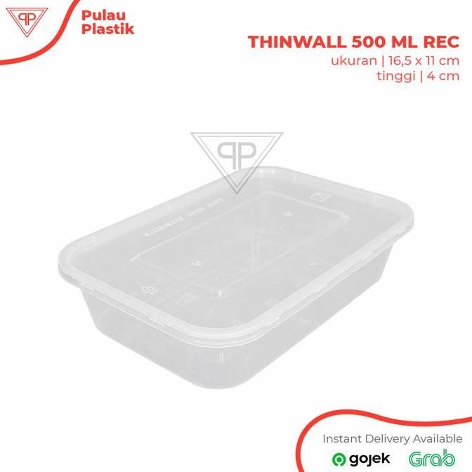 Thinwall Persegi 500Ml / Kotak Makan Plastik 500Ml / 1 Dus