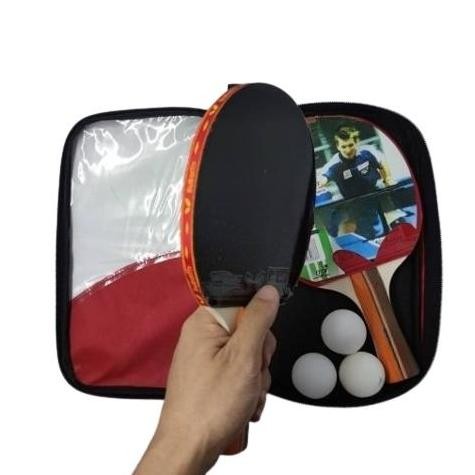 Paket Isi 2 Bet Bat Bed Pingpong Tenis Meja (Bet Tas Bola) Btf Tas Merah