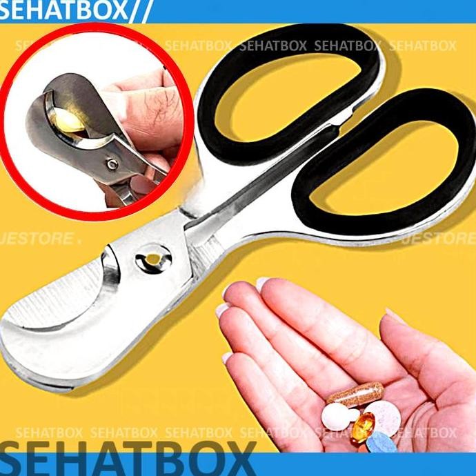 Gunting Obat (Strong) Stainless Pill Cutter Scissor Vitamin Alat Potong Obat Gunting Obat  Pil Kapsu