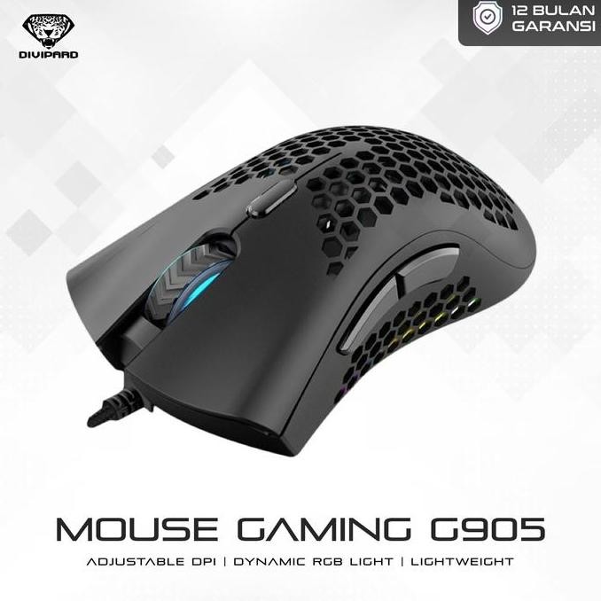 Mouse Gaming Kabel Divipard G905 Honey Comb Rgb Led Light Premium Design Sarang Lebah