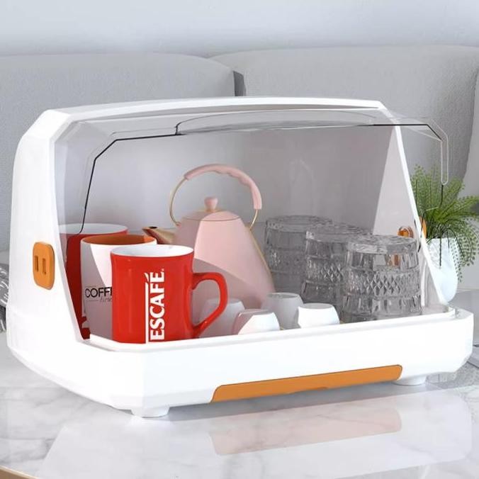 BISA COD H6435 Rak Piring Plastik Dengan Tutup / Rak Penyimpanan Piring Mangkok LL