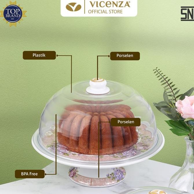 (Good) Vicenza Piring Kue Bulat S77 Motif Magnolia