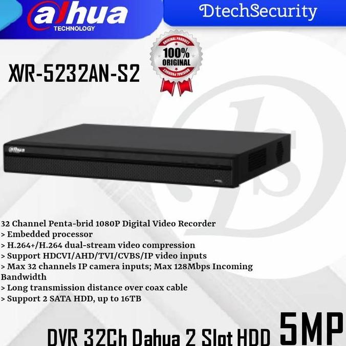 TERMURAH - DVR Dahua 32Ch XvR 5232An S2 / Xvr Dahua 5MP 2Slot HDD