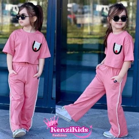 SETELAN ANAK PEREMPUAN CROP RENDA 1-6 TAHUN