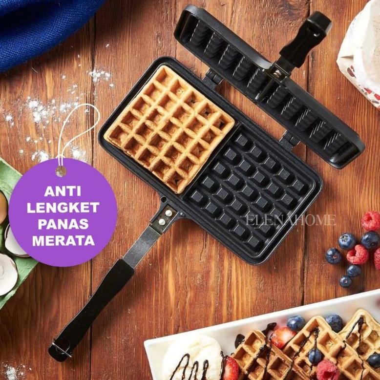 CETAKAN KUE WAFFLE MAKER BENTUK KOTAK / CETAKAN WAFFLE MAKER KOMPOR TERMURAH
