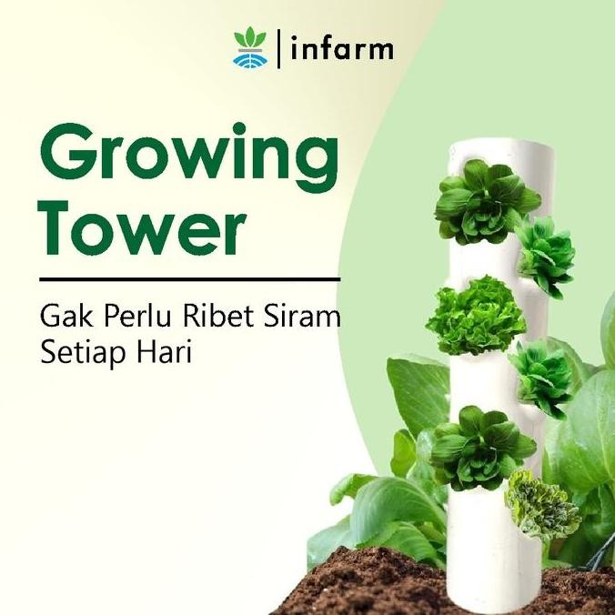 TERMURAH - INFARM - Tower Tanah Vertikultur Garden Paralon 50 cm PVC 12 Lubang Paket Hidroponik Towe