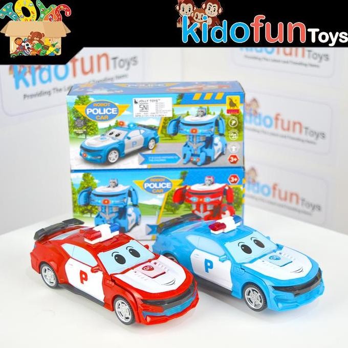 DI152 >> Mainan Mobil Robot Poli Robocar Berubah Jadi Robot Nyala Musik dan Lampu Baterai