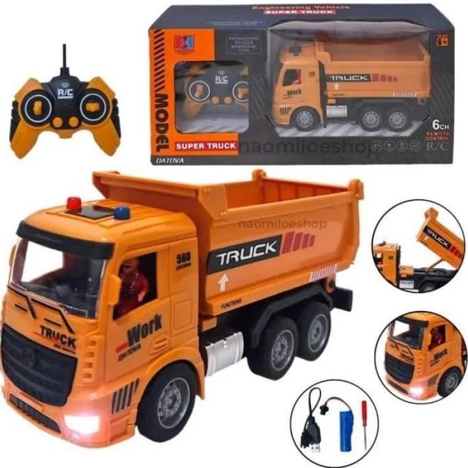 DY59 - Mainan RC Dump Truck - Remote Control Mobil Truk Pasir Anak Scala 1:20 CAS Baterai Lampu Toys