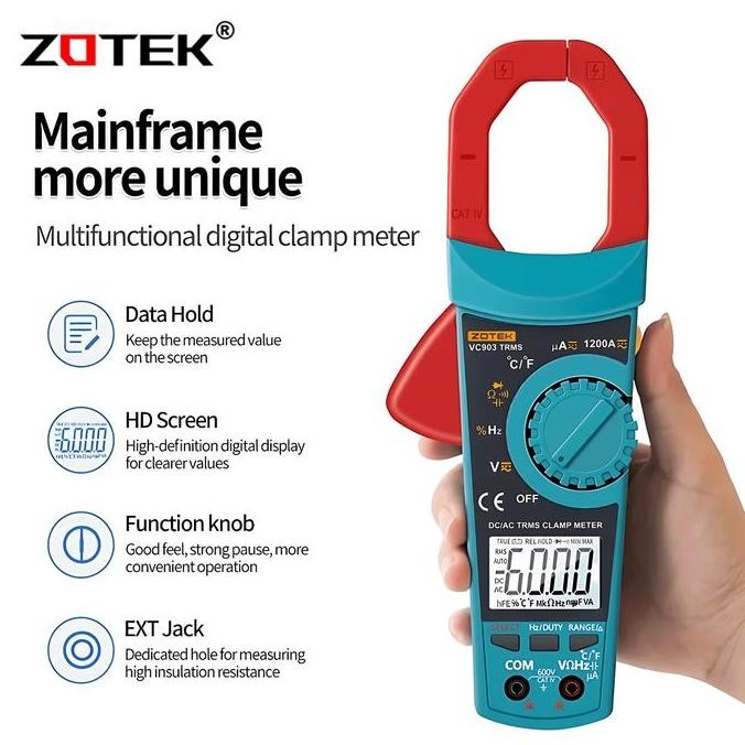 TERMURAH - Zotek VC903 Auto Range Clamp Meter Tang Ampere Digital Tang Ampere