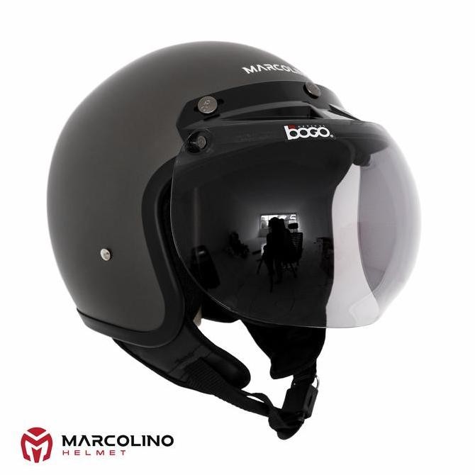 BEBAS ONGKIR - Helm Bogo Retro Marcolino Abu-Abu Doff SNI Bogo Original