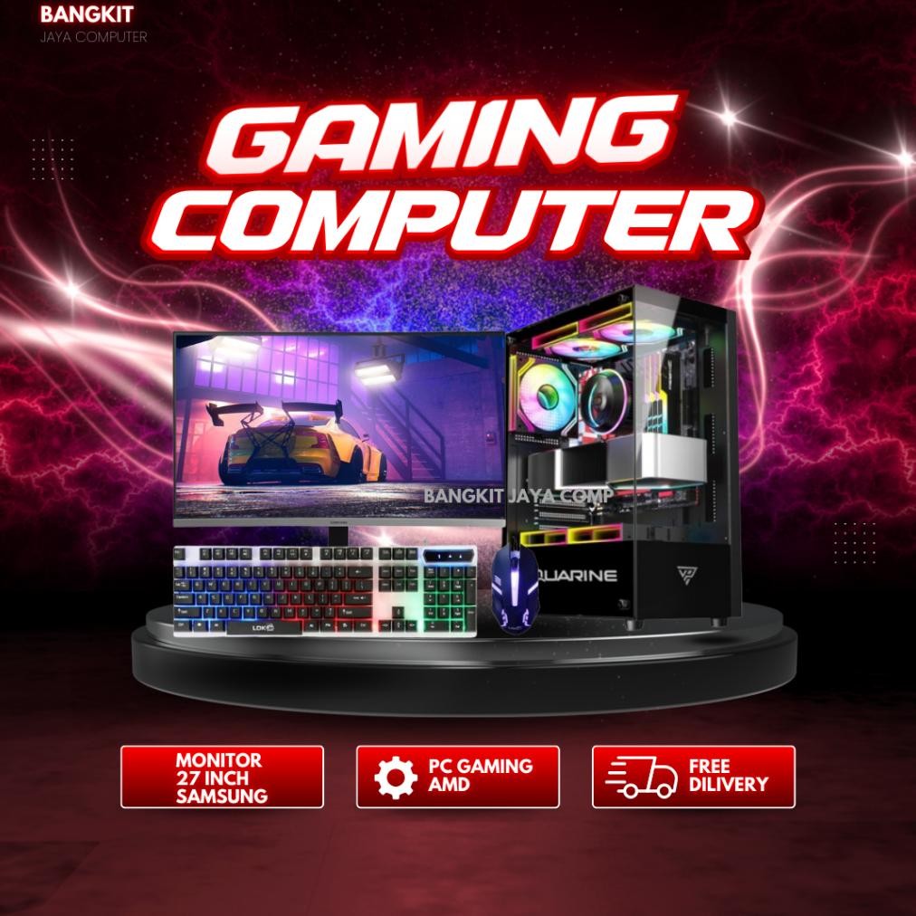 NEW 1 set PC Rakitan Fullset Amd Ryzen 3 3200G Ram 32Gb Ssd 512Gb Monitor 27 inch Siap pakai