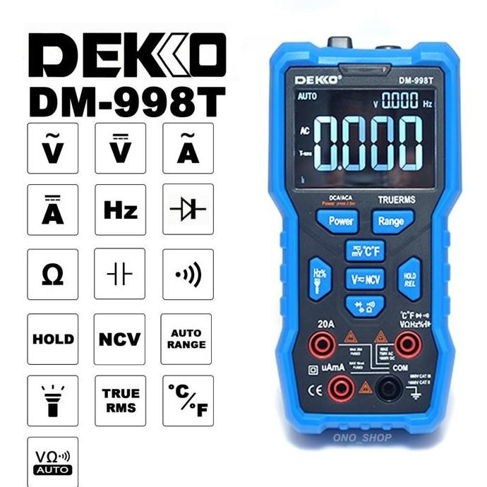 TERBARU - Digital Multimeter Auto Range - True RMS - Dekko DM-998T