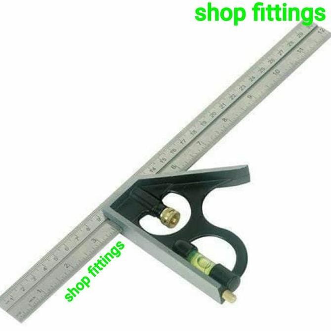Sellery 24 400 Siku Tukang Kombinasi 30cm Waterpass Combination Square