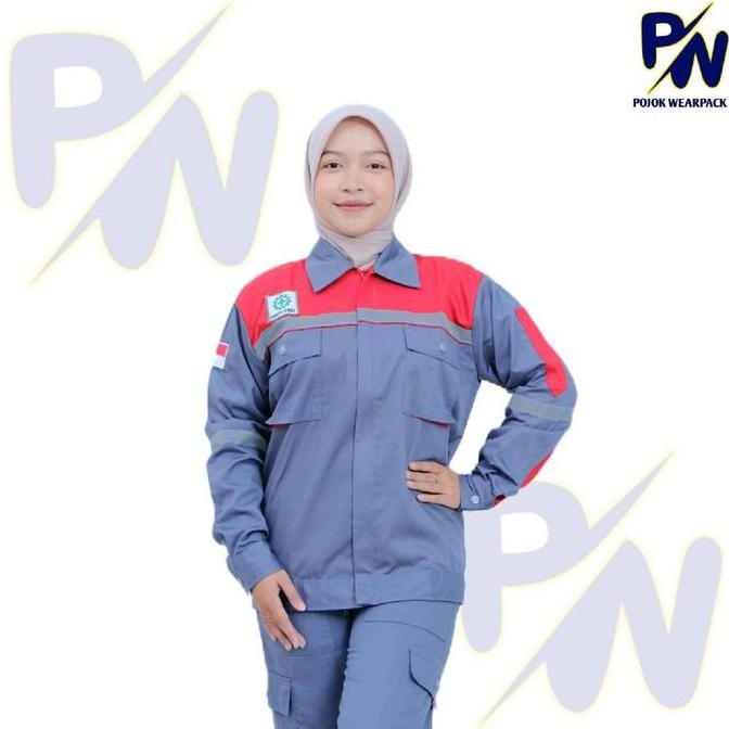 Pojok Wearpack ATASAN WEARPACK SAFETY ABU KOMBINASI Baju Pria dengan Desain Orange dan Abu-abu Panja