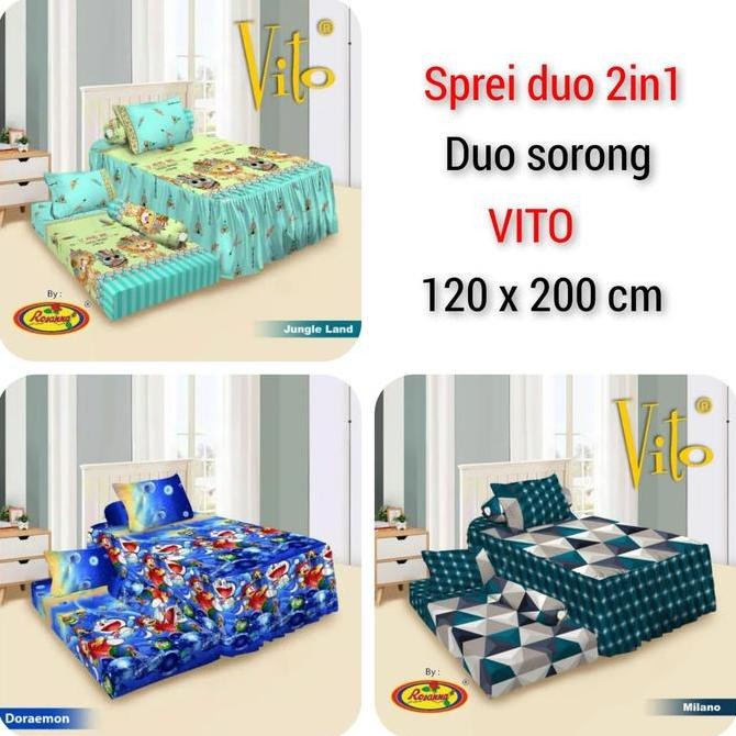 Sprei Duo Sorong 2In1 Vito 120x200 cm Terlaris motif Pilihan
