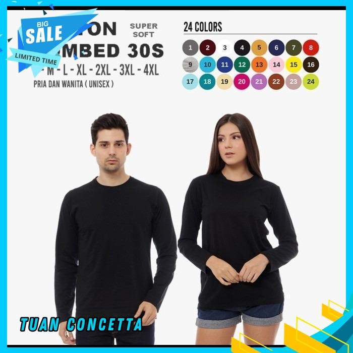 KAOS TSHIRT BAJU MURAH COMBED 30 DISTRO LENGAN PANJANG POLOS POLOSAN OBLONG SABLON BORDIR CUSTOM IND