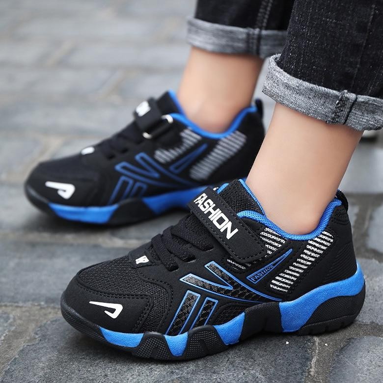 Sepatu Anak Cowok Hitam Sepatu Sneakers Anak laki laki sd Sepatu Olahraga Anak tk/sd Sepatu Sekolah 