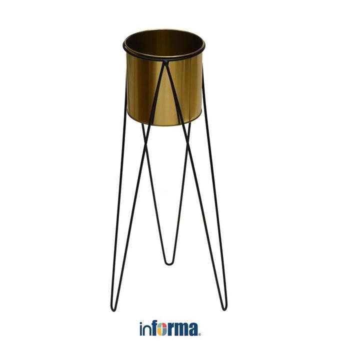 Informa Pot Tanaman Dengan Stand 22X60 Cm - Gold
