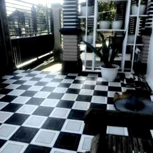 Terbaik Keramik Lantai 40X40 Kasar Hitam Putih- Keramik Teras Keramik Garasi 100% Ori