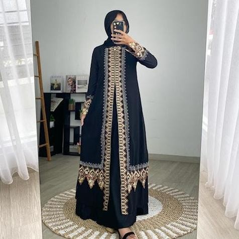 Baju Muslim Abaya Arab Turkey Hitam Gamis Dress Jersey Size M L XL XXL