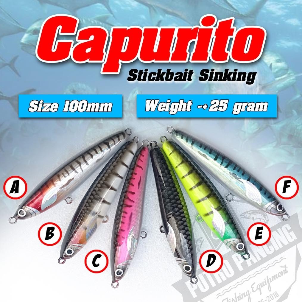 Quality Lure Capurito Stickbait 100Mm 25Gram Swimmer Sinking Termurah