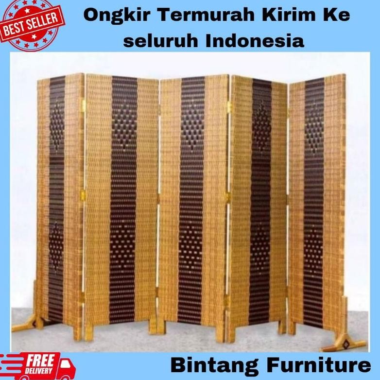 5 PINTU  Sketsel Pembatas Ruangan Rotan Sintetis Sekat Ruangan Minimalis Murah
