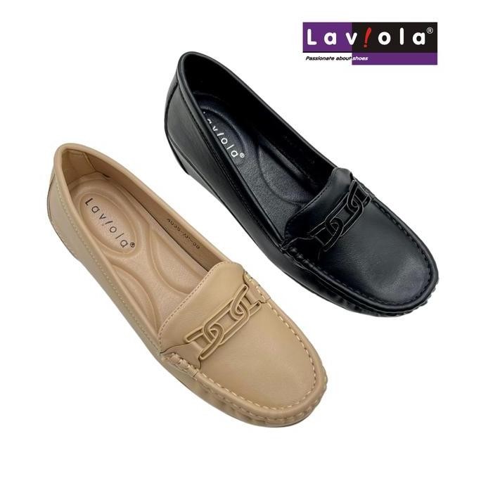 Laviola 4035 Llw- Sepatu Mokasin Wedges Wanita Black