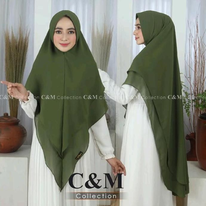 Khimar syahila jumbo 2 layer/ Khimar ceruty babydoll premium/ Khimar jumbo 2 layer pet antem Panjang