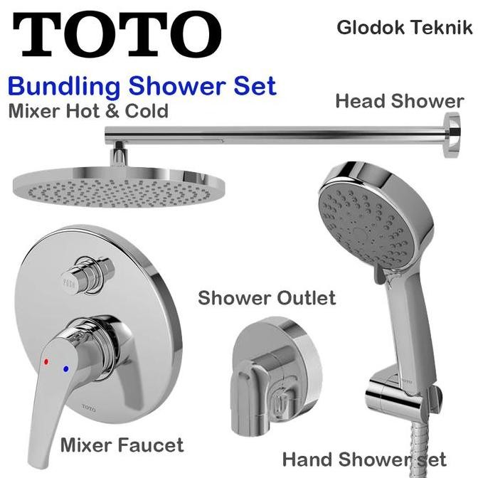Toto Shower Complete Set Kran Tanam - Wall Shower - Hand Shower Tx2 Murah Berkualitas