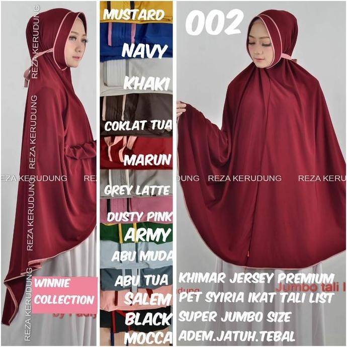 Bergo khimar jersey premium (adem.tebal)tali ikat belakang super jumbo