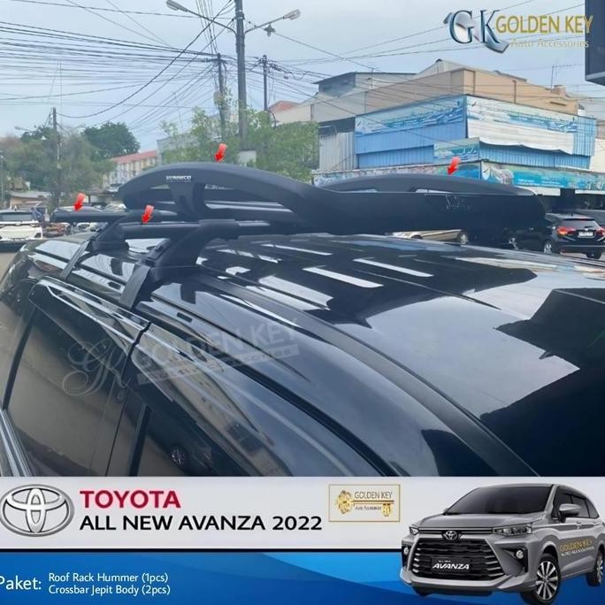 Ready Paket All New Avanza 2022 Roof Rack Hummer + Crossbar Jepit Body Rak Bagasi Atas Mobil