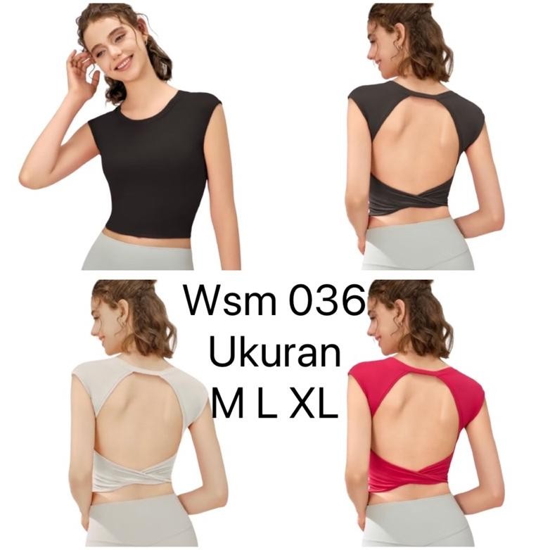 READY INSTANT Crop-Top Sport Olahraga Fitnes Gym Yoga Senam Zumba Wanita Tali Silang Belakang Premiu