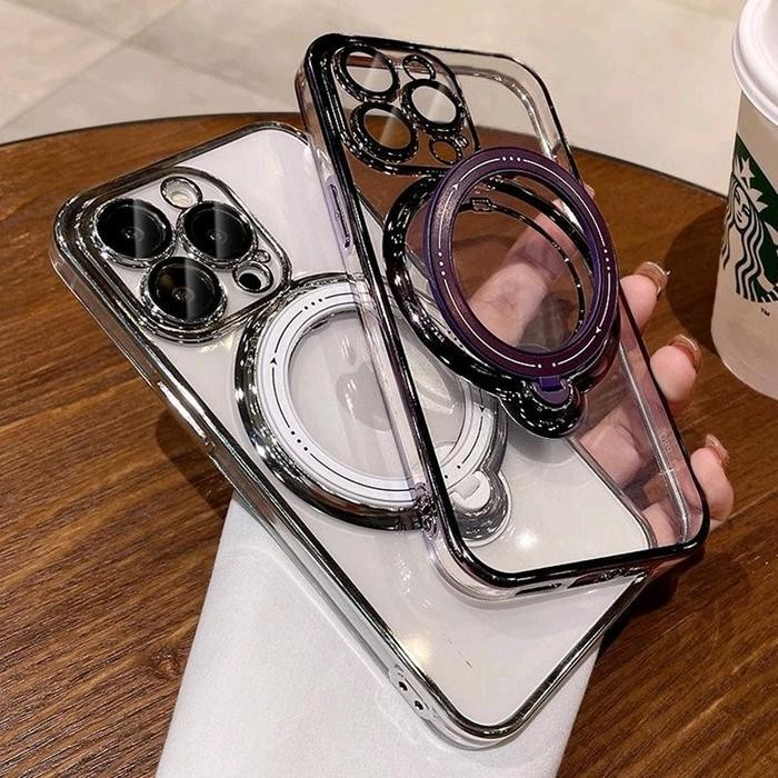 Magsafe Case Magnetik Kick Stand 360 Ring Silicone Softcase For Iphone 11 - 11 Pro - 11 Pro Max Clea