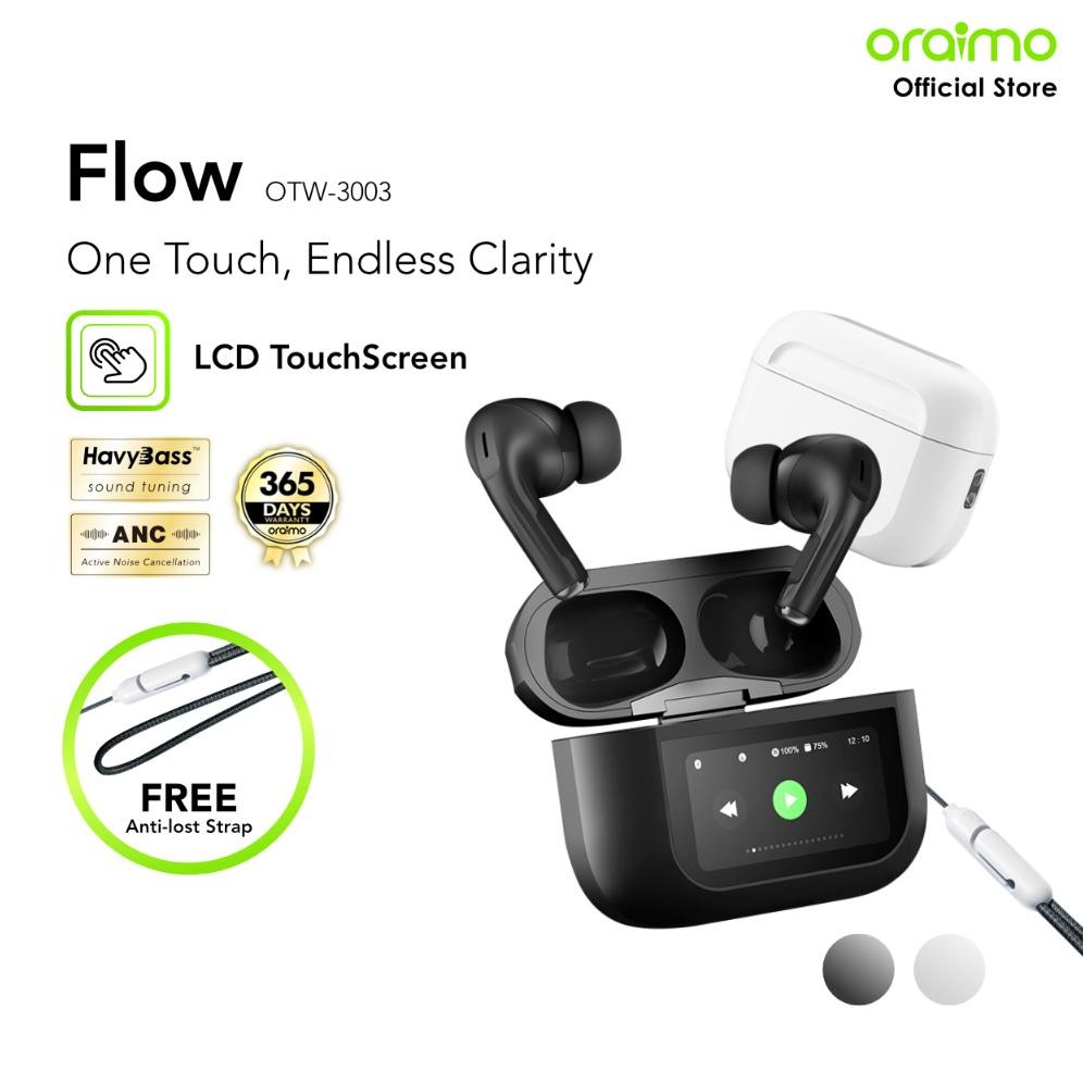 READY INSTANT oraimo Flow OTW-3003 Stereo Nirkabel Sesungguhnya V5.4 ENC IPX4 Headset Super Bass Hea