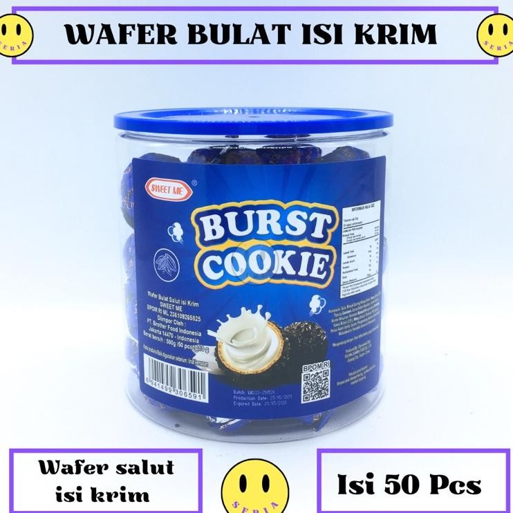 Wafer Bulat Salut Isi Krim Bola Wafer Coklat Burst Cookie Isi 50 Pcs