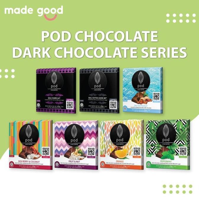 Promo Dark Chocolate Series - Cokelat Hitam Vegan Bali 45 100- Pod Chocolate COD