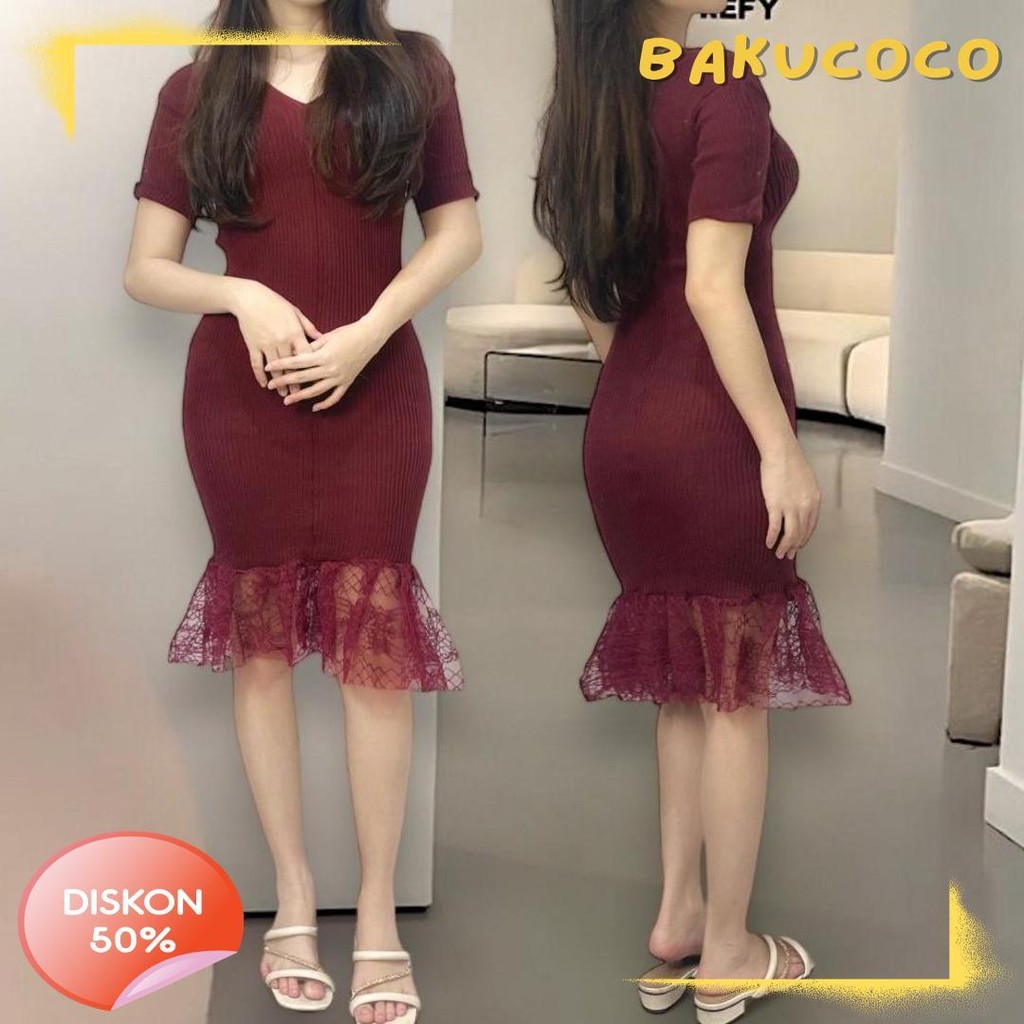 Wajib Punya Wse390 Dress Rajut Nori Premium Quality Uk Fit To L-Xl Ld 100Cm-120Cm Pj 105Cm Dres Raju