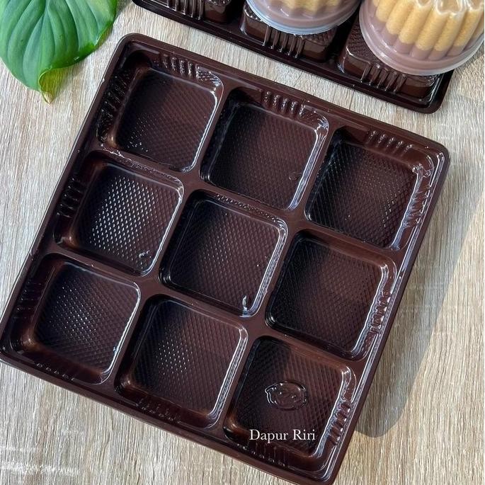 (Expert) Mika Tray + Tutup Sekat 9 / Mika Kemasan Puding Mini / Box Pudding Sekat