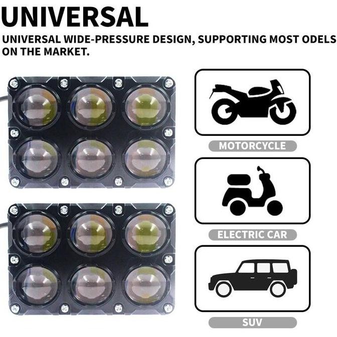 Lampu Tembak Laser Foglamp Sql 6 Mata Lampu Tembak Led 6 Mata Motor Mobil 2 Warna Putih Kuning Super