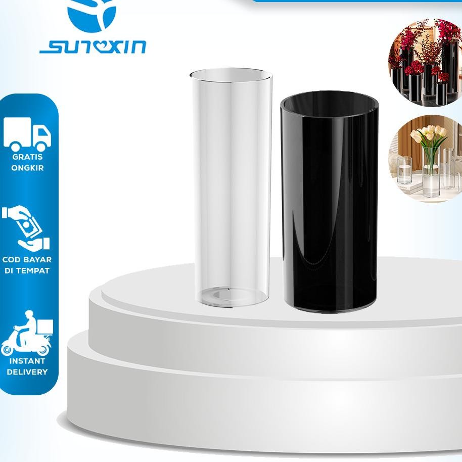 Sunxin Vas Bunga Plastik Bening Diameter 10Cm12Cm E05 Vas Plastik Tinggi Bambu Vas Bamboo Vas Air