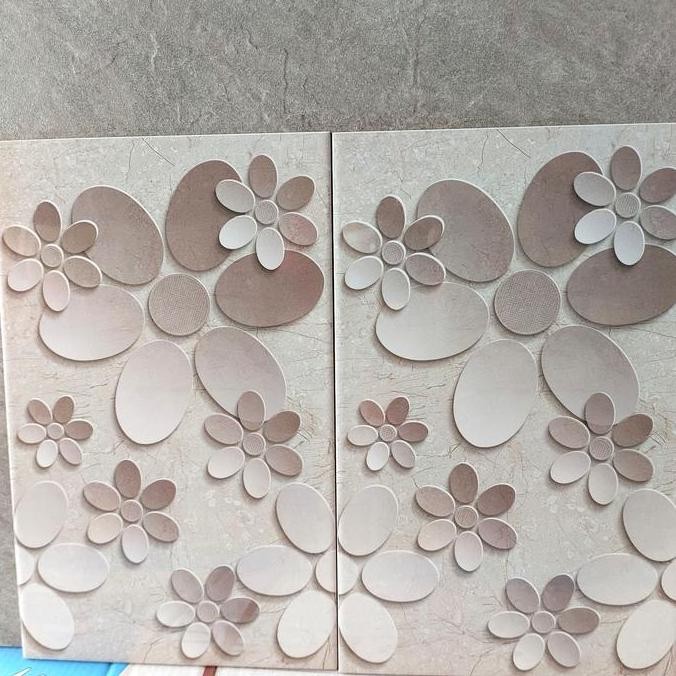 KERAMIK DINDING KAMAR MANDI 25X40 GLOSSY-COKLAT CIRCLE LINE