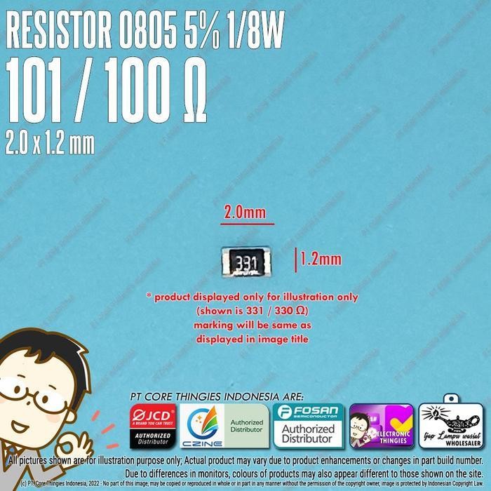 Resistor 0805 5% 101 / 100 Ohm Smd 2012 Termurah Best Quality 100% Original