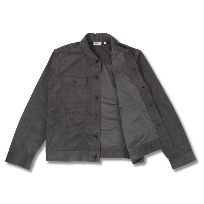 Emba Denim - Daxton Jaket Corduroy Pria Regular Fit Grey Kancing Kantong Casual PS