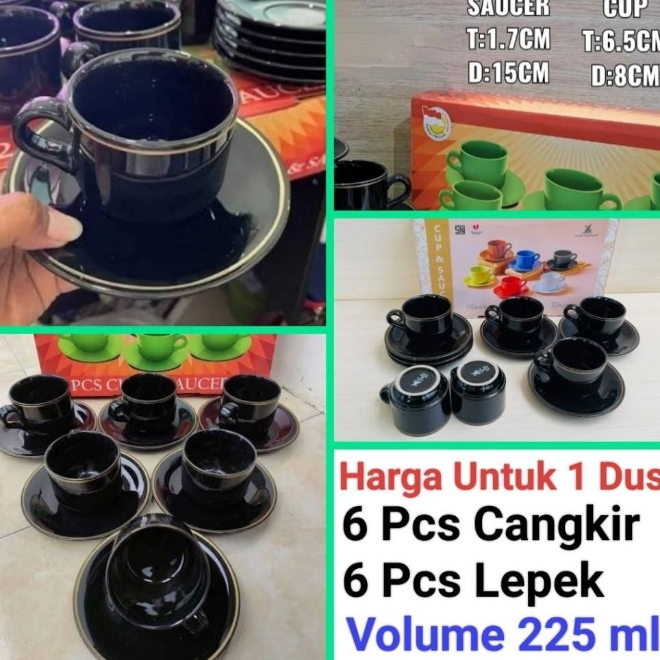 Cangkir Kopi Cangkir Set Keramik Hitam Gelas Kopi Keramik Satu Dus Isi 6 Set