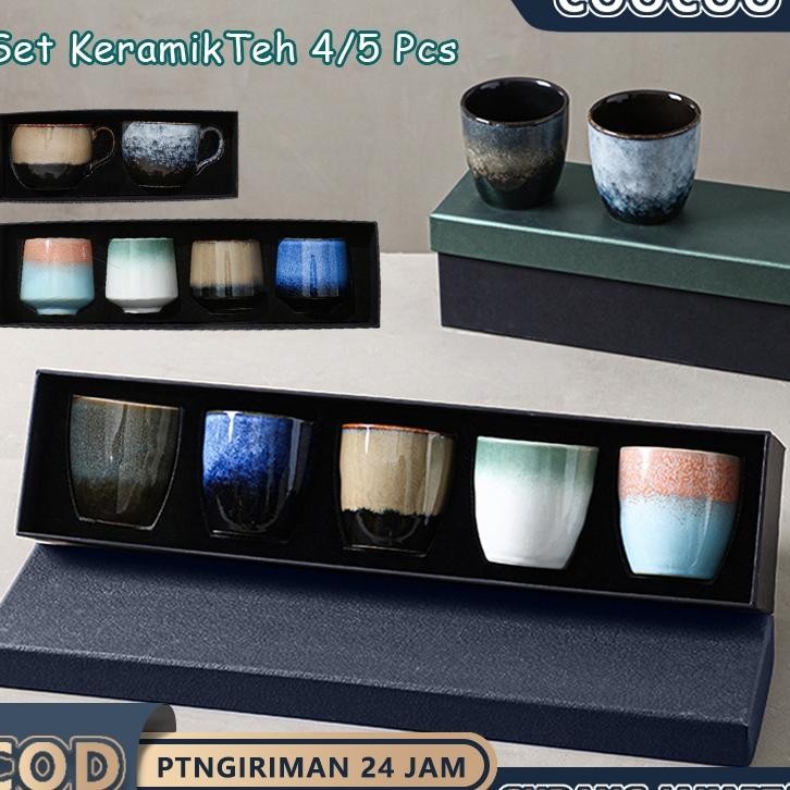 Mug Keramik Jepang Estetik Set Cangkir Teh Tea Pot Set Gift Gelas Ocha Keramik Aesthetic Souvenir Gi