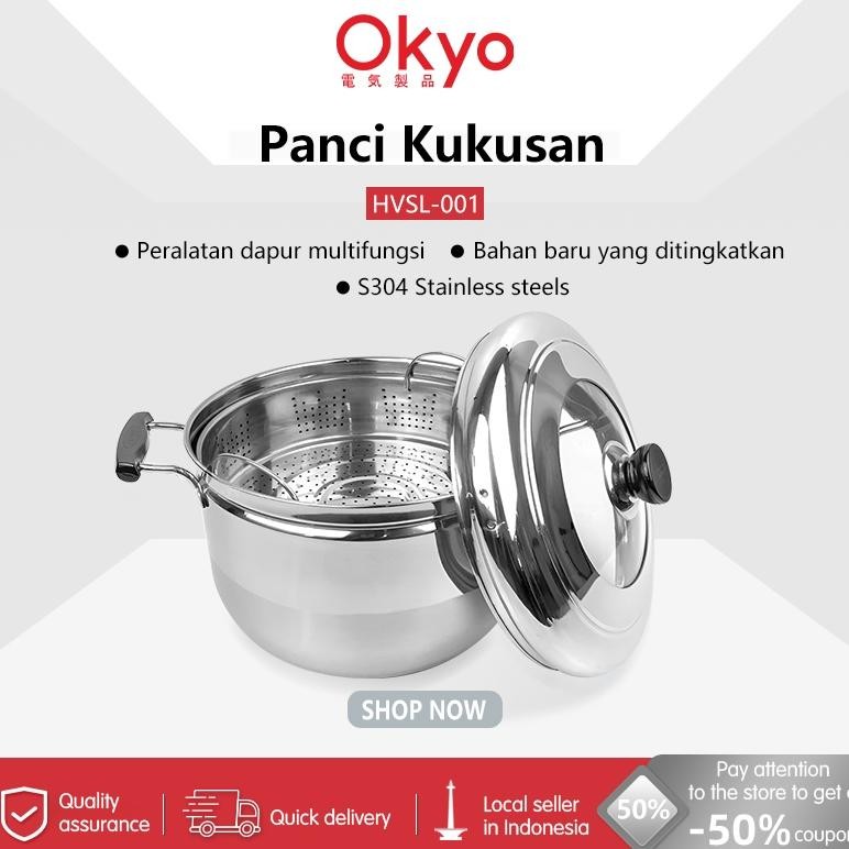 Omicko Panci kukusan tutup kaca ukuran besar Panci Kukus 2 Susun Panci Kukus Stainless Steel Dandang